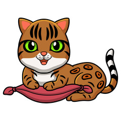 Cute bengal cat cartoon on the pillow