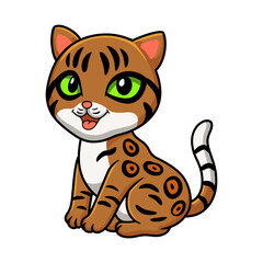 Cute bengal cat cartoon sitting