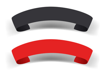 Best price label. Red and black blank ribbons isolated on white background.
