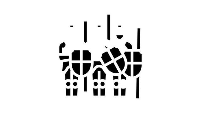 army medieval glyph icon animation