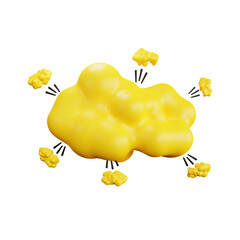 yellow cloud comic bubble sticker 3d render