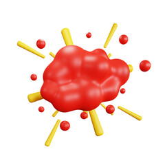 red cloud comic bubble sticker 3d render