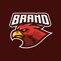 Angry Bird eSport Mascot Logo Design. Cartoon Bird Head Illustration