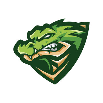 Angry crocodile head mascot logo design. Alligator esport illustration