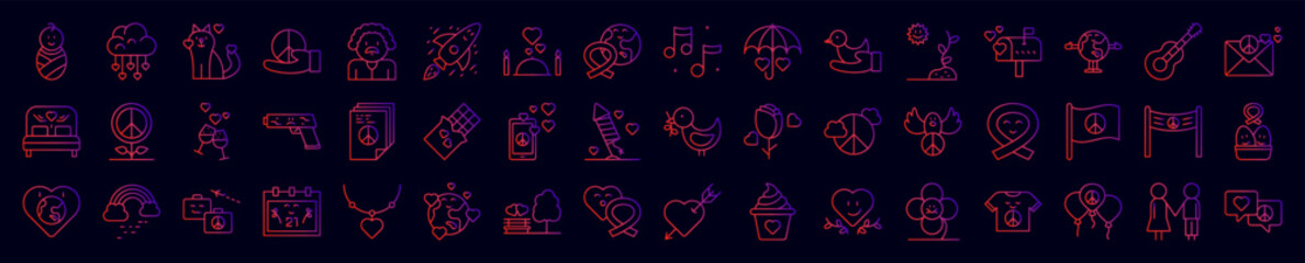 Peace day nolan icons collection vector illustration design