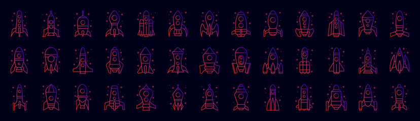 Spaceship nolan icons collection vector illustration design