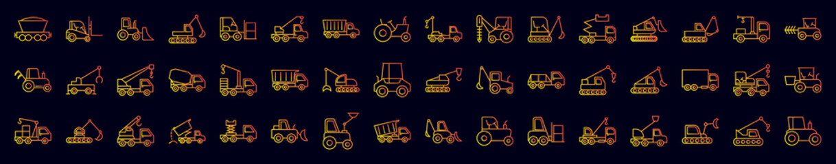 Consruction machinery nolan icons collection vector illustration design