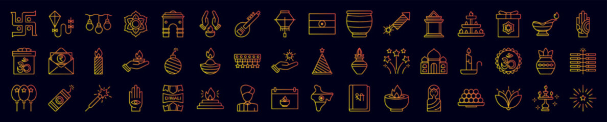 Diwali nolan icons collection vector illustration design
