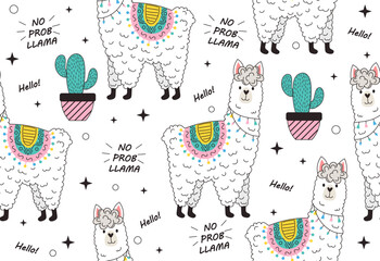 Llama seamless pattern