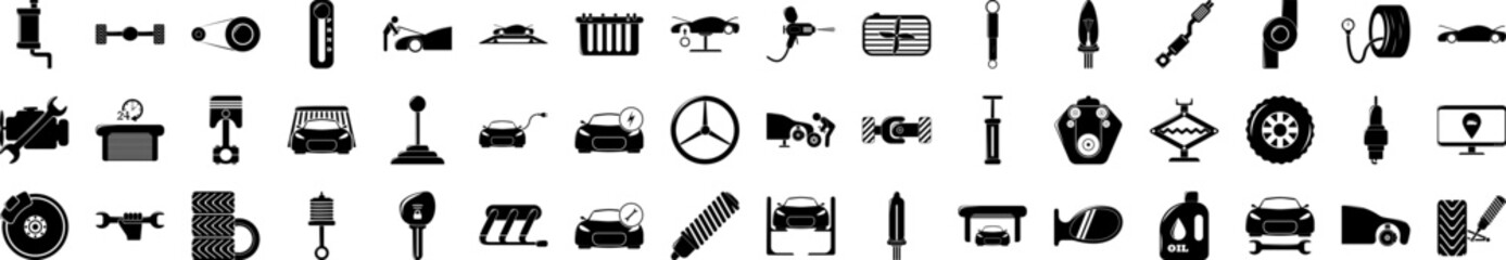 Car service and repair parts icons collection vector illustration design