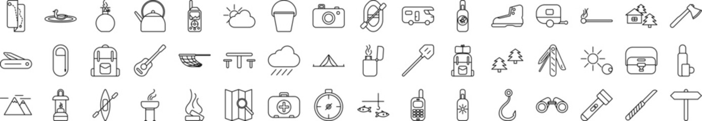Camping web icons collection vector illustration design