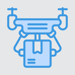 Drone delivery icon in blue style about logistics, use for website mobile app presentation