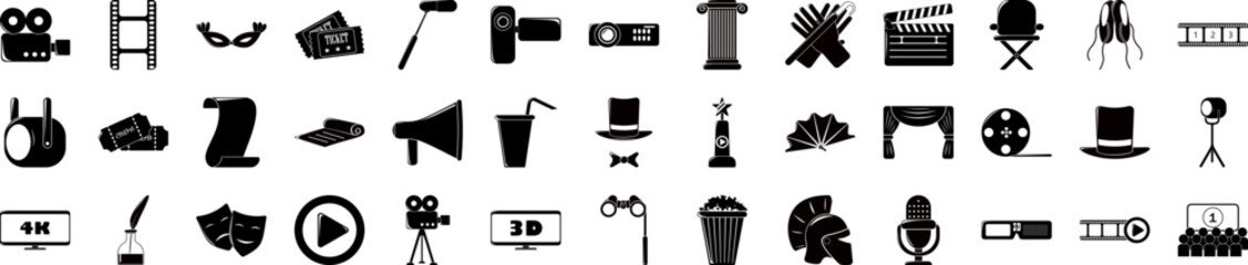 Cinema and theater icons collection vector illustration design