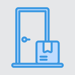 Door delivery icon in blue style about logistics, use for website mobile app presentation