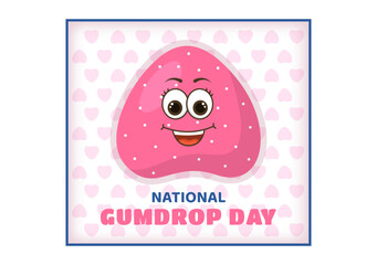 National Gumdrop Day on February 15 with Holiday of Delicious Sweets for Children in Flat Cartoon Background Hand Drawn Templates Illustration