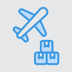 Air freight icon in blue style about logistics, use for website mobile app presentation
