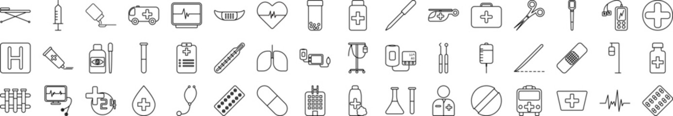 Hospital web icons collection vector illustration design