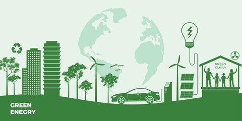 Environmental concept. Go Green Save the world illustration