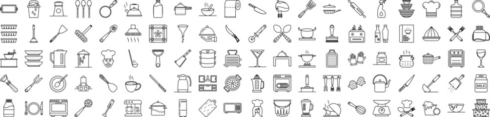 Kitchen utencils icons collection vector illustration design