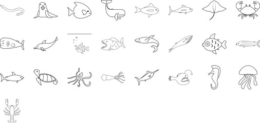 Fototapeta na wymiar Marine live icons collection vector illustration design