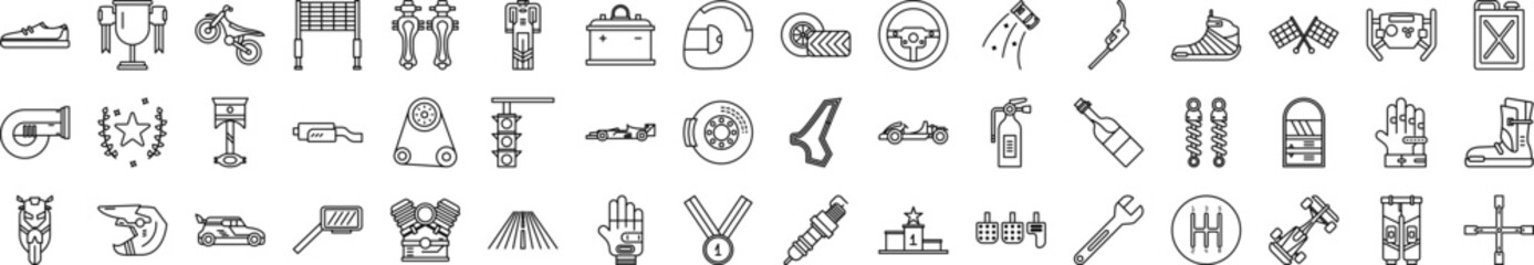 Motor sports icons collection vector illustration design