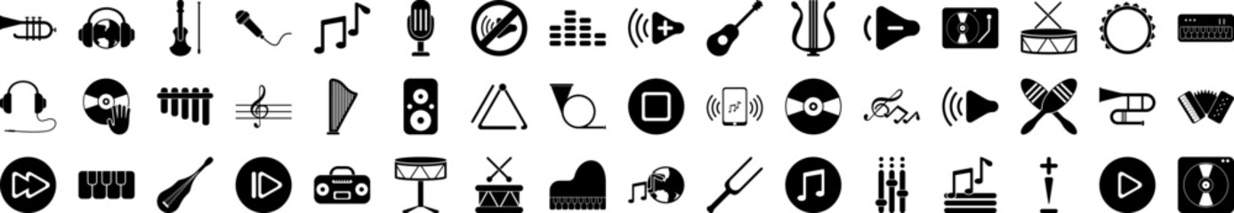 Music web gliph icons collection vector illustration design