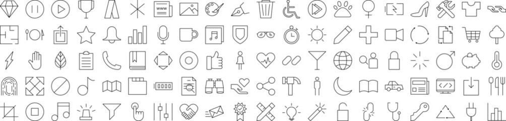 Minimal universal theme icons collection vector illustration design