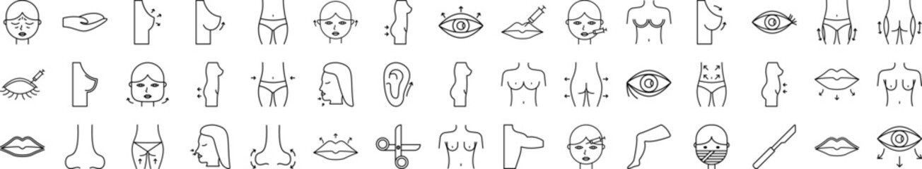 Plastic surgery icons collection vector illustration design