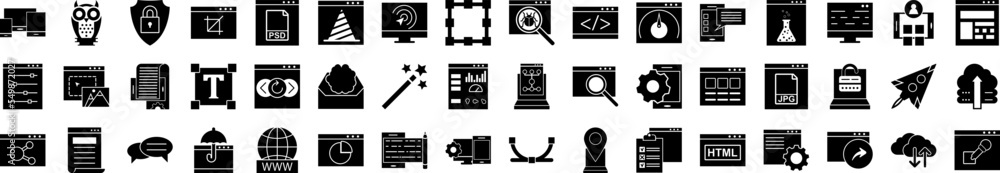 Poster web development icons collection vector illustration design