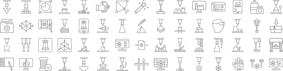 3D printing icons collection vector illustration design