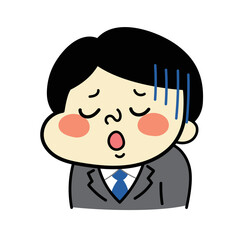 残念な表情のコミカルな男性キャラクターイラスト素材　ビジネス