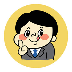 Fototapeta premium 指さしポーズのコミカルな男性キャラクターイラスト素材 ビジネス