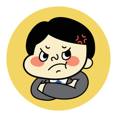Obraz premium イライラして怒っているコミカルな男性キャラクターイラスト素材 ビジネス