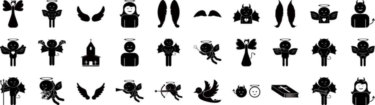 Angel and demon icons collection vector illustration design