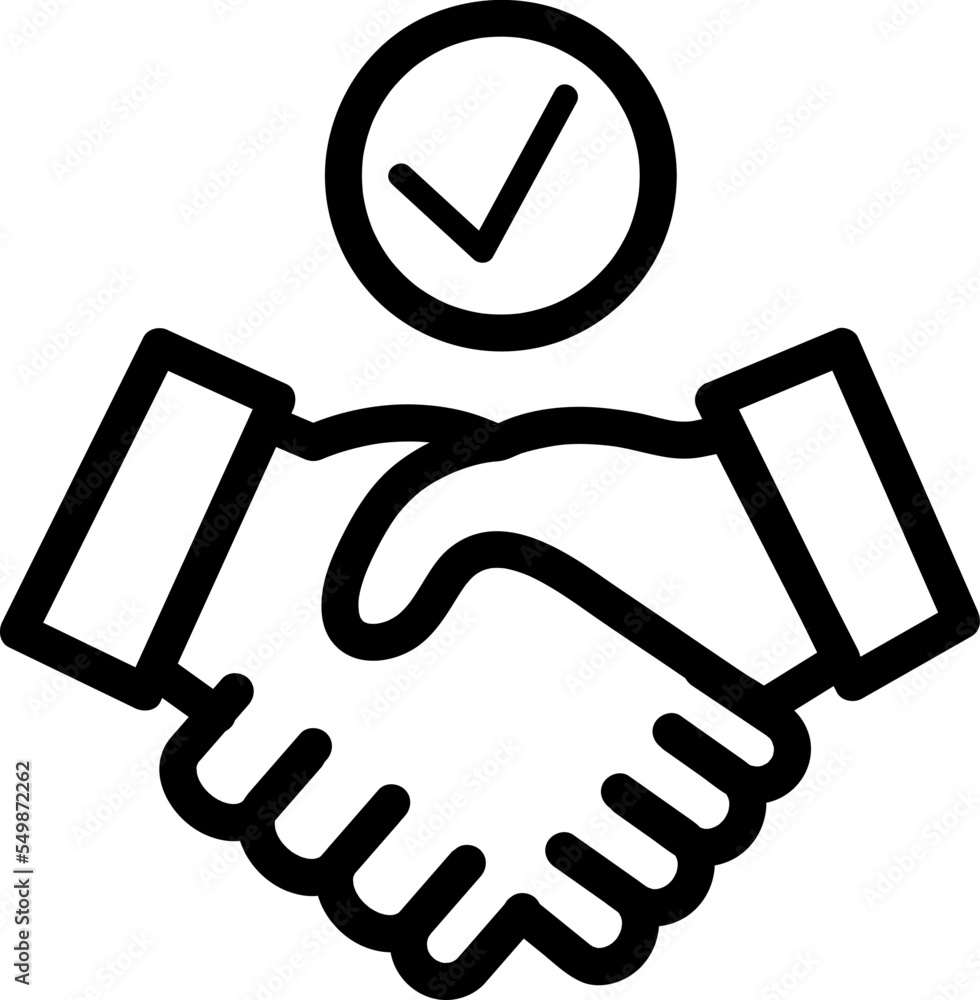 Poster handshake with check mark icon, deal icon vector on white background..eps