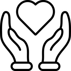 Heart in Hand icon, Heart in Hand sign vector on white background..eps