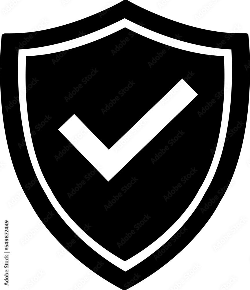 Poster shield check mark icon vector. mail icon symbols vector. symbol for web site and app on white backgr