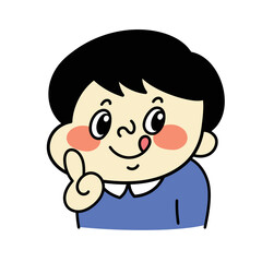 指さしポーズのコミカルな男性キャラクターイラスト素材