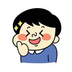 イイネポーズをしてるコミカルな男性キャラクターイラスト素材