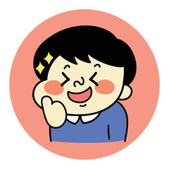 イイネポーズをしてるコミカルな男性キャラクターイラスト素材