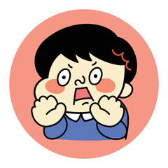 びっくりしているコミカルな男性キャラクターイラスト素材