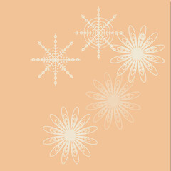 pink winter background with snowflakes big and small