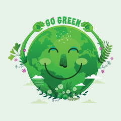 Earth day. Go Green Save the world illustration