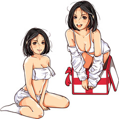 Anime bikini sexy girl drawing vector  - 549873873