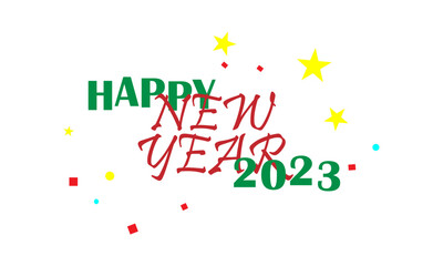 Naklejka na ściany i meble happy new year 2023 slogan, typography graphic design, vektor illustration, for t-shirt, background, web background, poster and more.