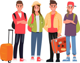 Happy group of teen and Family traveler
.Vector illustration cartoon character.
