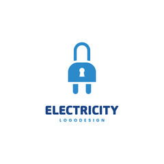 Electric scure Logo. electric safety logo. socket combine with padlock logo concept