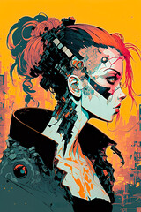 Futuristic cyberpunk woman