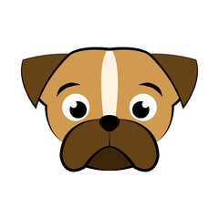 color image of pug puppy dog head. Good use for symbol, mascot, icon, avatar, tattoo, T Shirt design, logo or any design