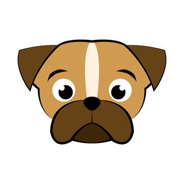 color image of pug puppy dog head. Good use for symbol, mascot, icon, avatar, tattoo, T Shirt design, logo or any design